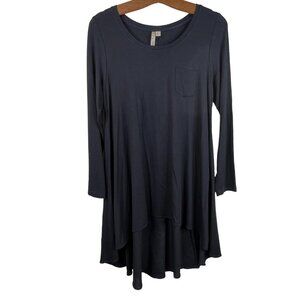 Comfy USA Tunic Size XS High Low Top Long Sleeve Modal Blend Black Casual Flowy